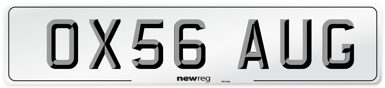 OX56 AUG Number Plate from New Reg